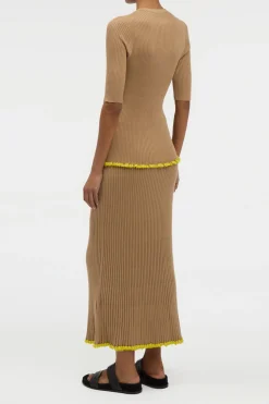 Mireya Knit Top in Camel Silk Casmere