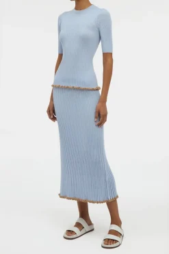 Mireya Knit Top in Halogen Blue Cashmere Silk
