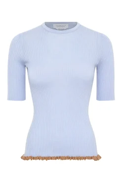 Mireya Knit Top in Halogen Blue Cashmere Silk