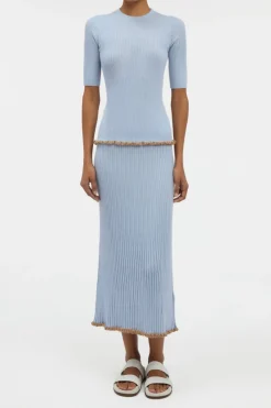 Mireya Knit Top in Halogen Blue Cashmere Silk