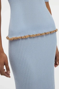 Mireya Knit Top in Halogen Blue Cashmere Silk