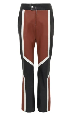 Navarre Moto Pant in Cognac & Black Textured Leather