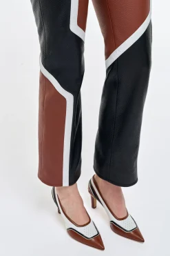 Navarre Moto Pant in Cognac & Black Textured Leather