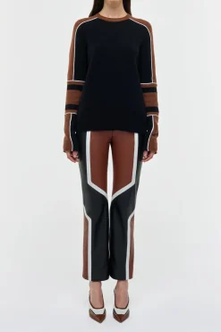 Navarre Moto Pant in Cognac & Black Textured Leather