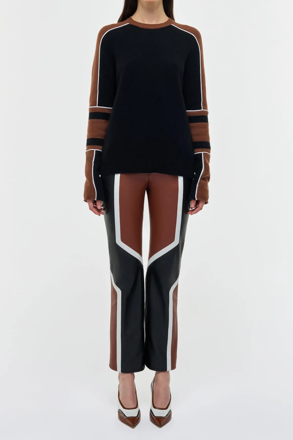 Navarre Moto Pant in Cognac & Black Textured Leather
