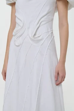 Navi Puff Sleeve Maxi Dress in Ivory Aloe Linen
