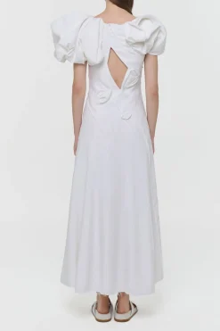 Navi Puff Sleeve Maxi Dress in Ivory Aloe Linen
