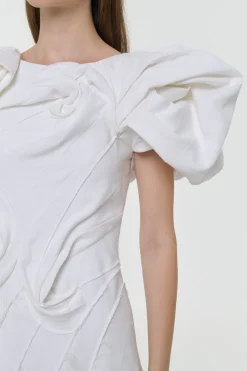 Navi Puff Sleeve Maxi Dress in Ivory Aloe Linen