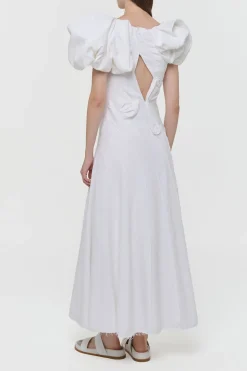 Navi Puff Sleeve Maxi Dress in Ivory Aloe Linen