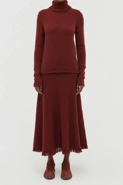 Nelle Knit Turtleneck in Burnt Sienna Cashmere