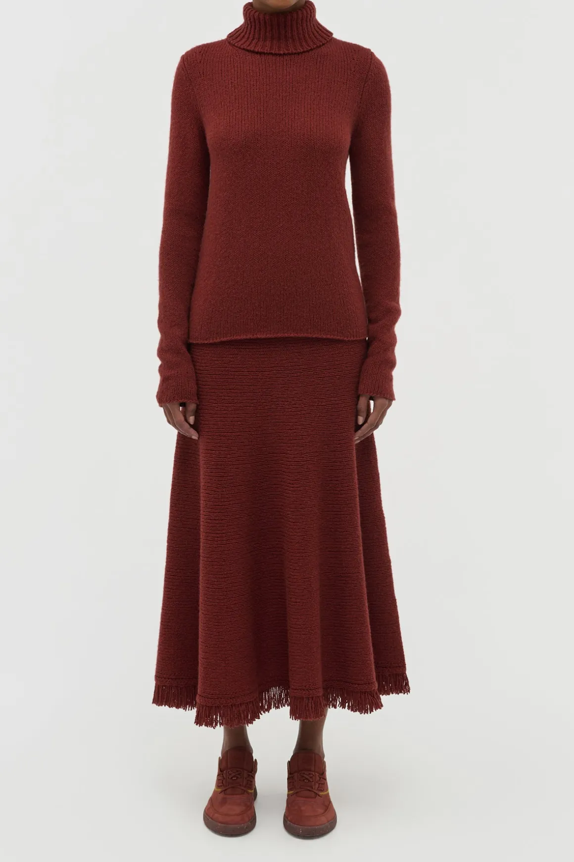 Nelle Knit Turtleneck in Burnt Sienna Cashmere