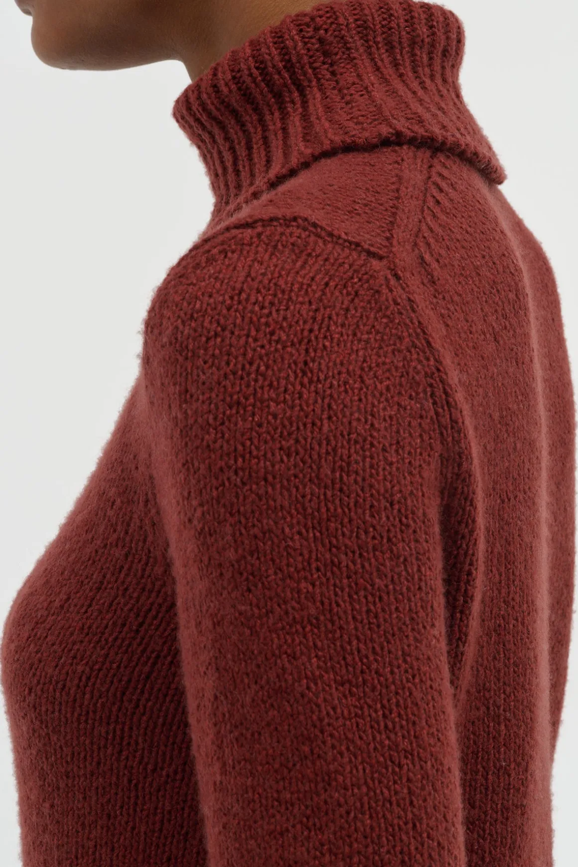 Nelle Knit Turtleneck in Burnt Sienna Cashmere