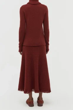 Nelle Knit Turtleneck in Burnt Sienna Cashmere