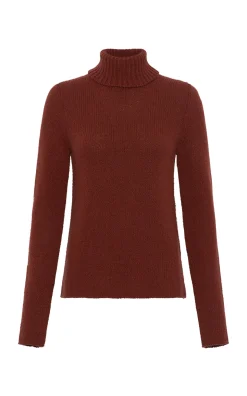 Nelle Knit Turtleneck in Burnt Sienna Cashmere