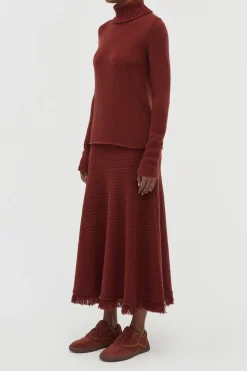 Nelle Knit Turtleneck in Burnt Sienna Cashmere