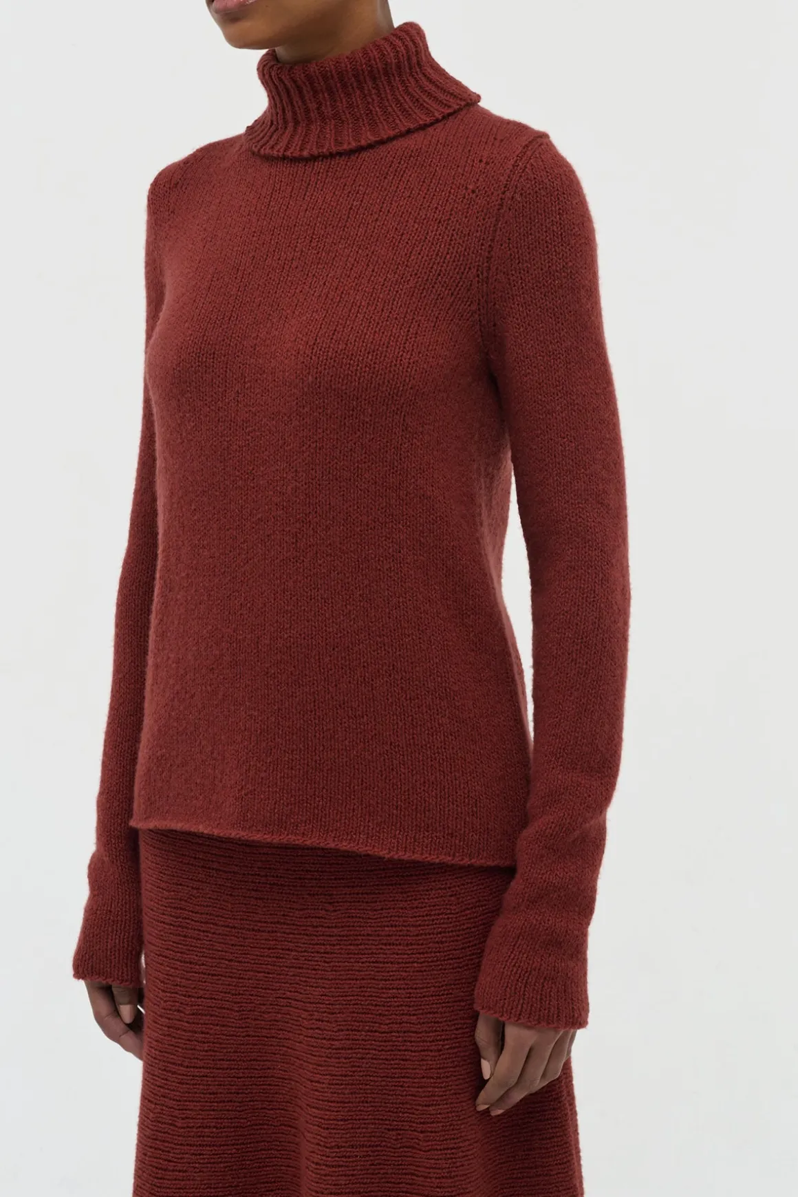 Nelle Knit Turtleneck in Burnt Sienna Cashmere