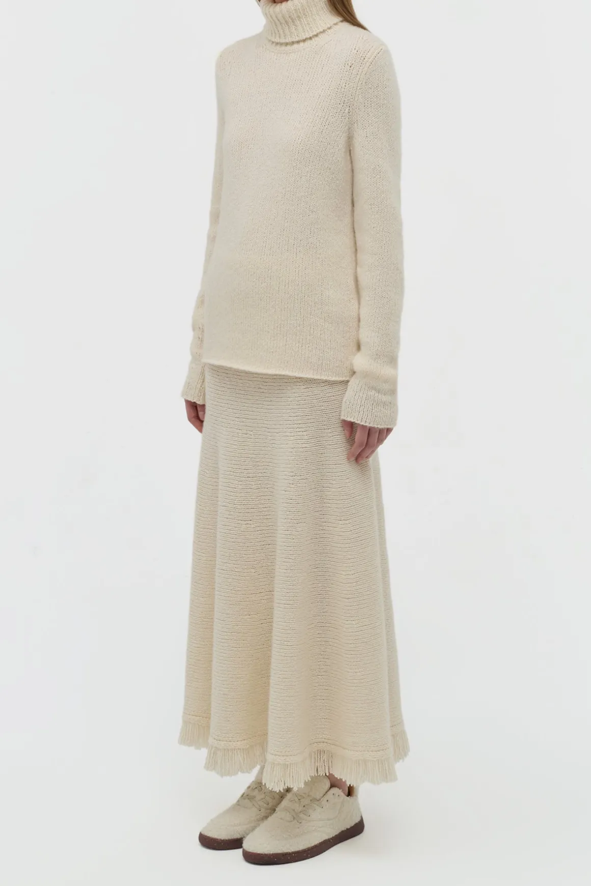 Nelle Knit Turtleneck in Ivory Cashmere