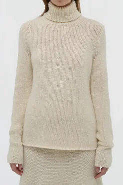 Nelle Knit Turtleneck in Ivory Cashmere