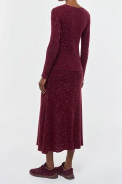 Nello Knit Sweater in Bordeaux Beaded Cashmere Silk