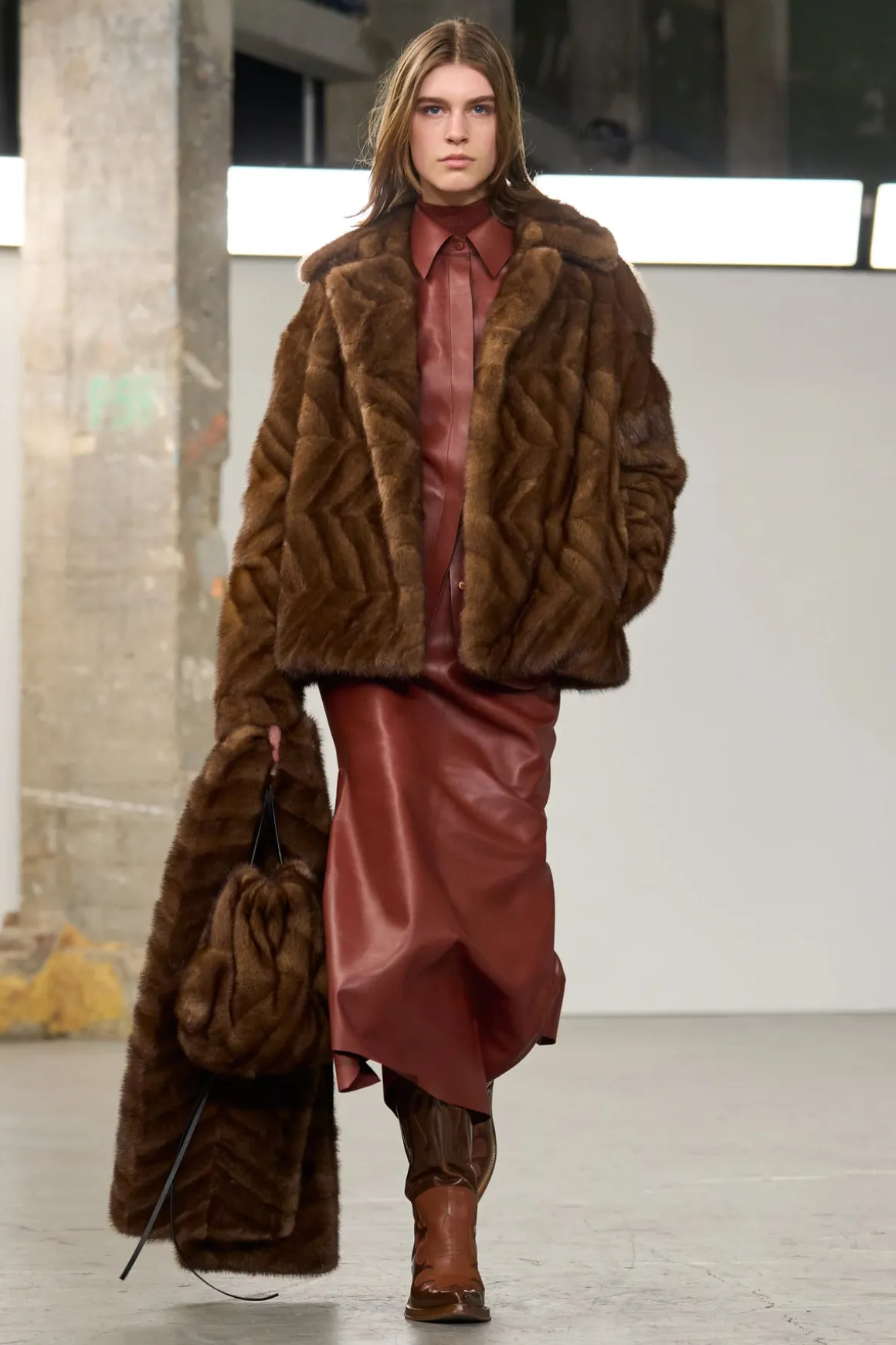 Nerina Scarf in Mahogany Recycled Mink Fur