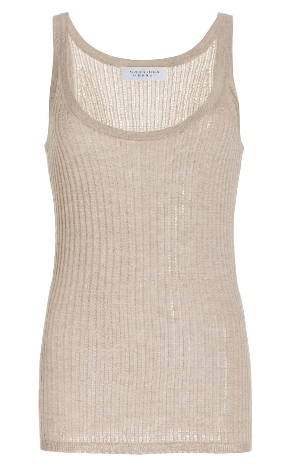 Nevin Pointelle Knit Tank Top in Oatmeal Cashmere Silk