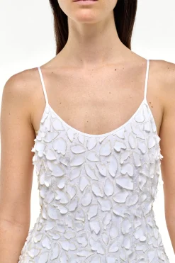 Nexus Embroidered Leaves Maxi Dress in Ivory Linen