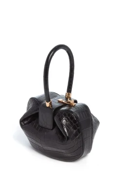 Nina Bag in Black Crocodile Leather