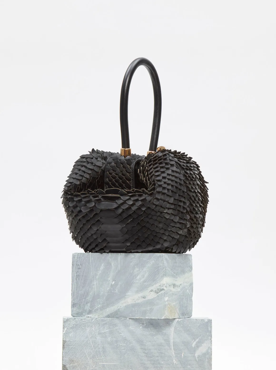 Nina Bag in Black Leather Snake Scales