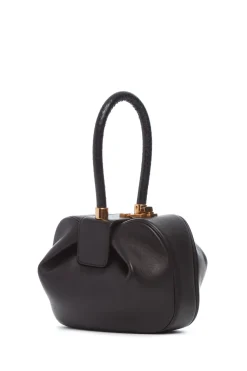 Nina Bag in Black Nappa Leather with Snakeskin Handle