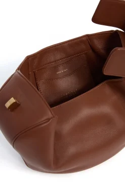 Nina Bag in Cognac Nappa Leather with Crocodile Leather Handle