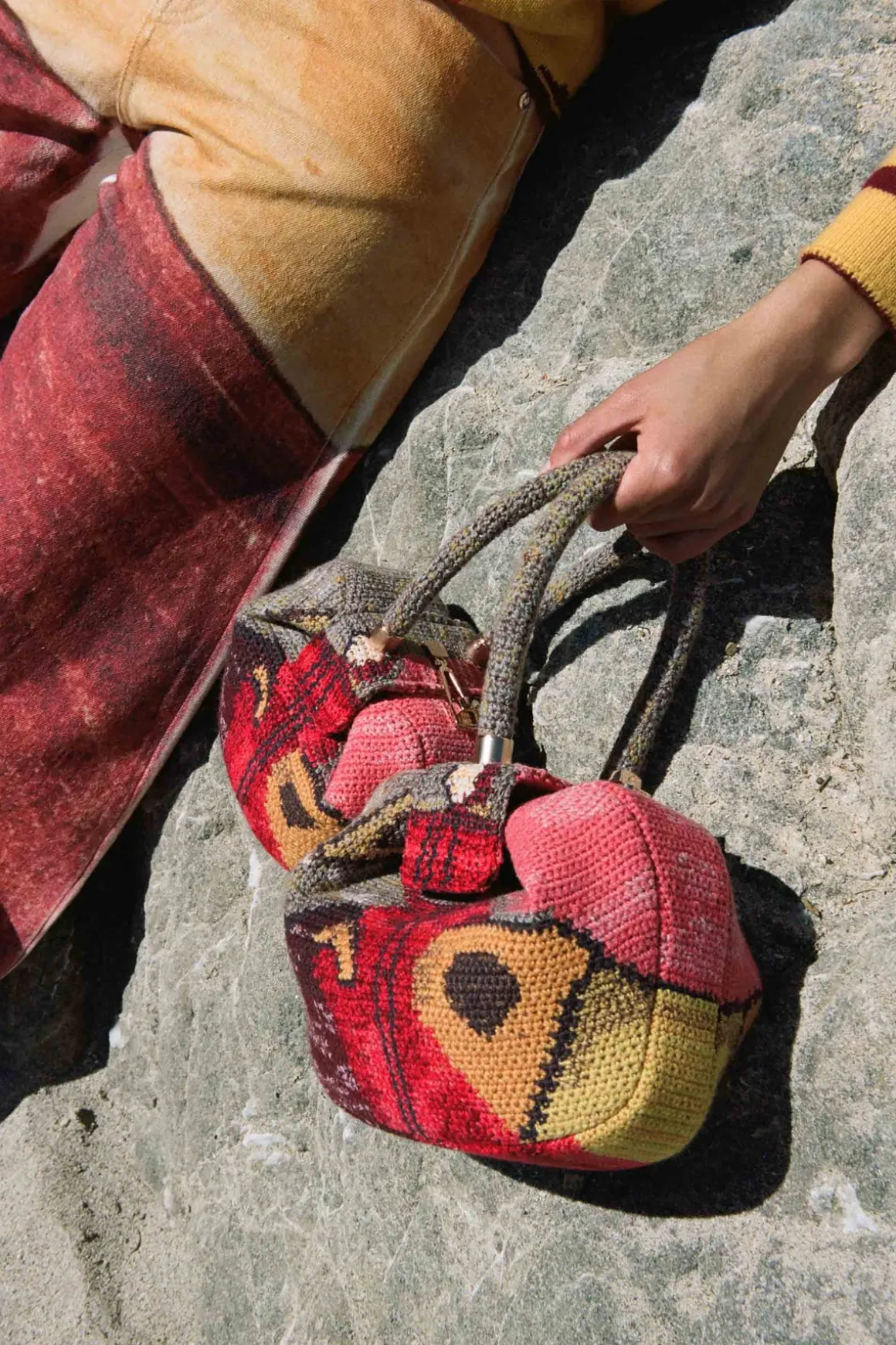 Nina Bag in Fire Multi Crochet Cashmere