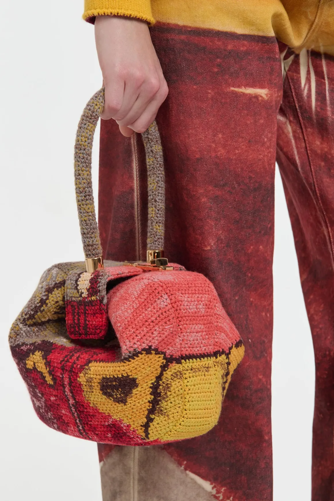 Nina Bag in Fire Multi Crochet Cashmere