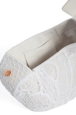 Nina Bag in Ivory Nappa Leather with Cotton Macrame