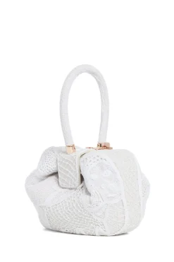 Nina Bag in Ivory Nappa Leather with Cotton Macrame