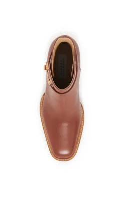 Nina Clasp Ankle Boot in Cognac Leather