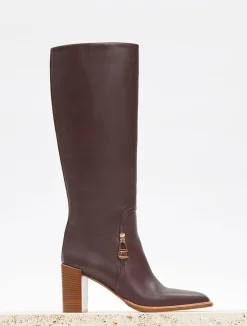 Nina Clasp Tall Boot in Dark Chocolate Leather