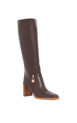 Nina Clasp Tall Boot in Dark Chocolate Leather