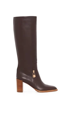 Nina Clasp Tall Boot in Dark Chocolate Leather