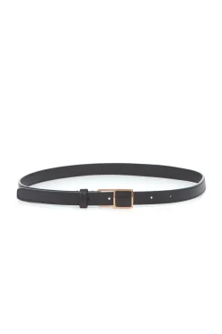 Nina Stone Belt in Black Leather