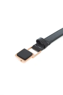 Nina Stone Belt in Black Leather