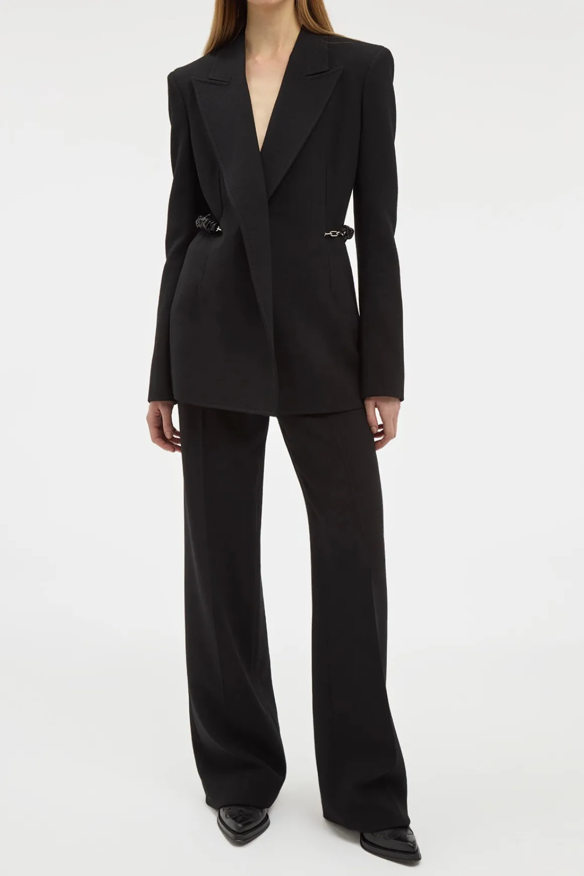 Norman Wide-leg Pant in Black Recycled Virgin Wool