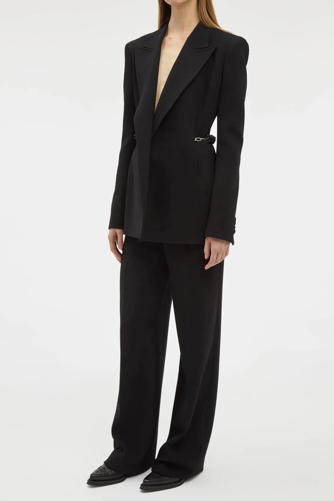 Norman Wide-leg Pant in Black Recycled Virgin Wool