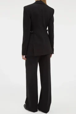 Norman Wide-leg Pant in Black Recycled Virgin Wool