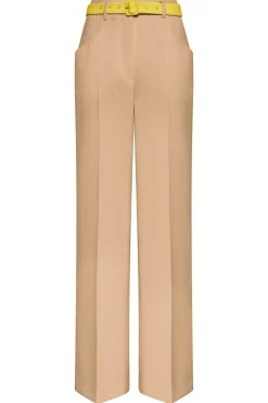 Norman Wide-leg Pant in Camel & Citrine Virgin Wool Crepe