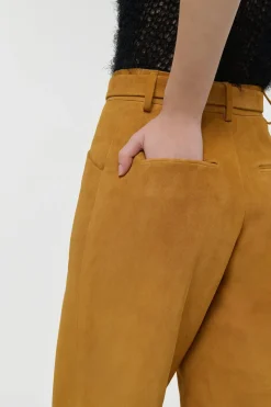 Norman Wide-leg Pant in Cashew Suede