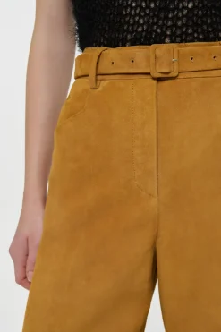 Norman Wide-leg Pant in Cashew Suede