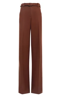 Norman Wide-leg Pant in Cognac Recycled Virgin Wool
