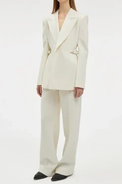 Norman Wide-leg Pant in Ivory Recycled Virgin Wool