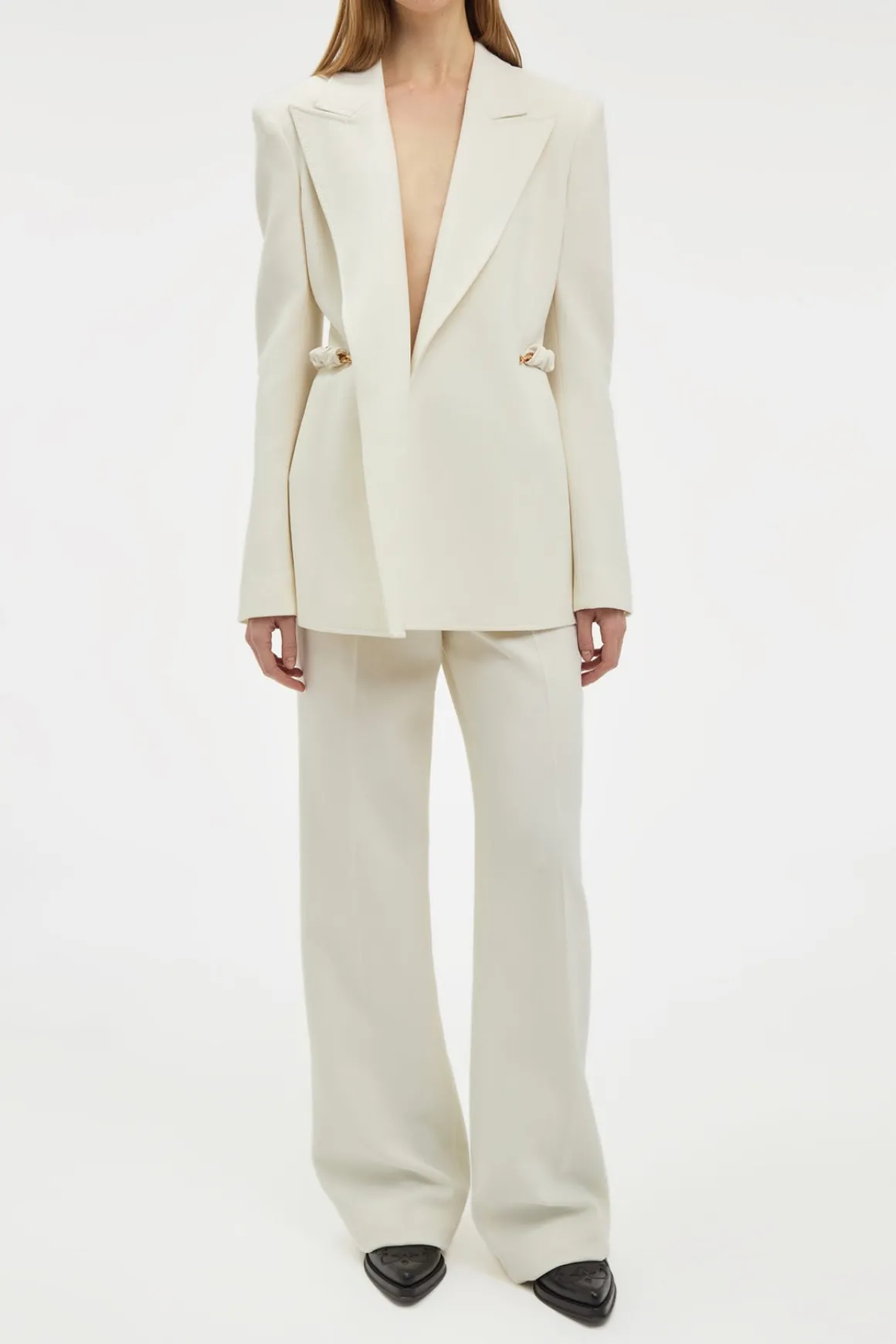 Norman Wide-leg Pant in Ivory Recycled Virgin Wool