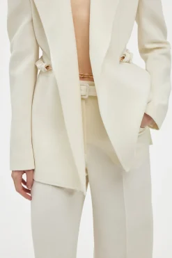 Norman Wide-leg Pant in Ivory Recycled Virgin Wool